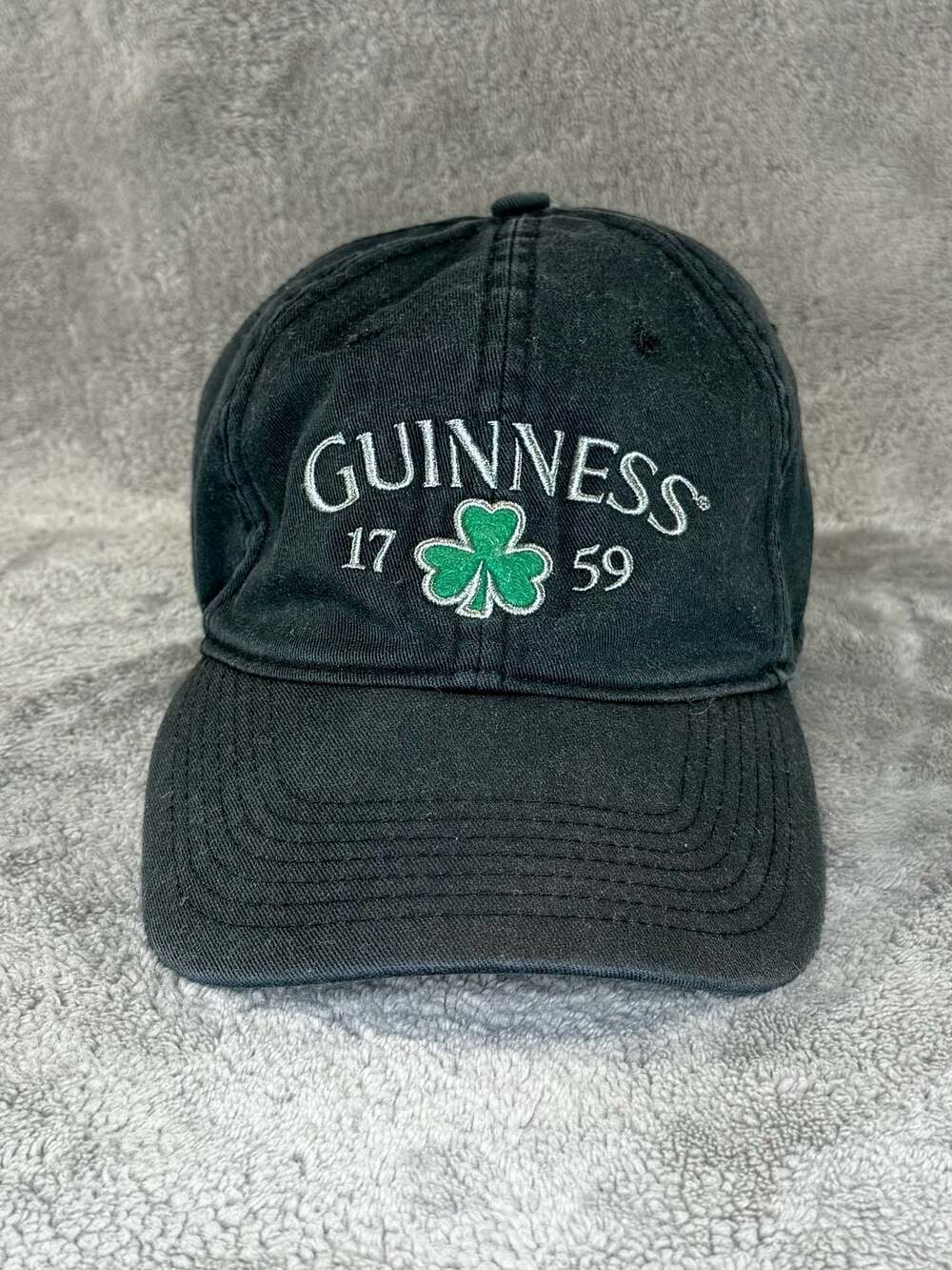 Guinness 1759 Shamrock Logo Embroidered Black Baseball Cap